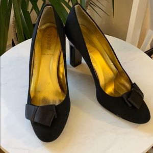 J Crew black heels with bow size 9.5